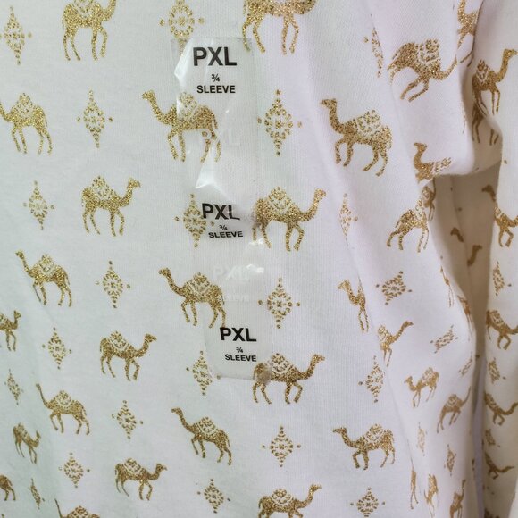 Karen Scott womens White Gold Camel Print Top PXL - Picture 5 of 11